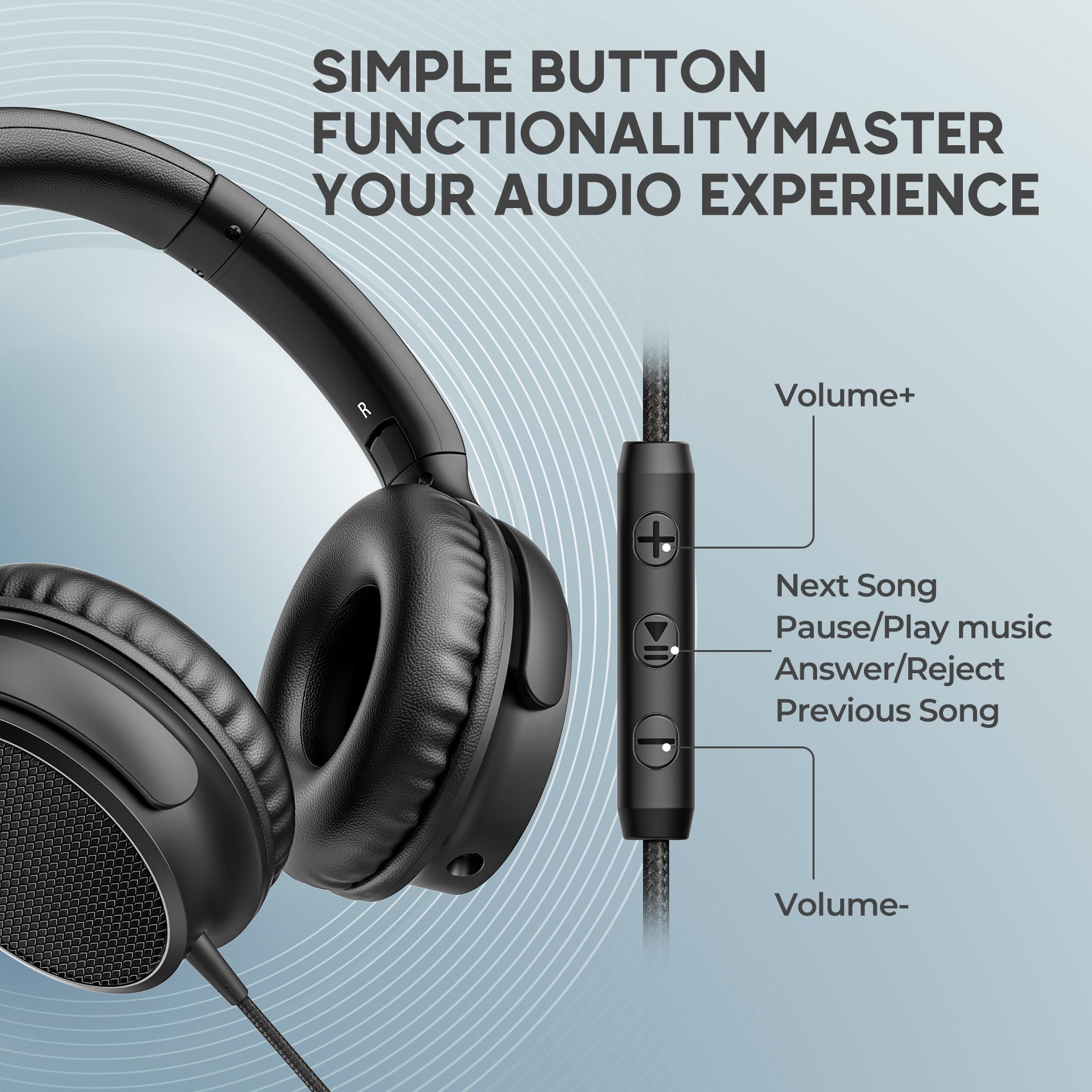USB C Headphones Wired, Over Ear Wired Headphones with Microphone, Volume Control, HD Stereo Sound, Foldable Type C Headset for Relaxing, Gaming, Travel
